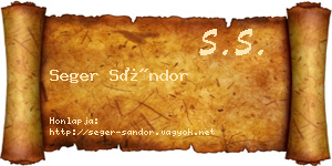 Seger Sándor névjegykártya